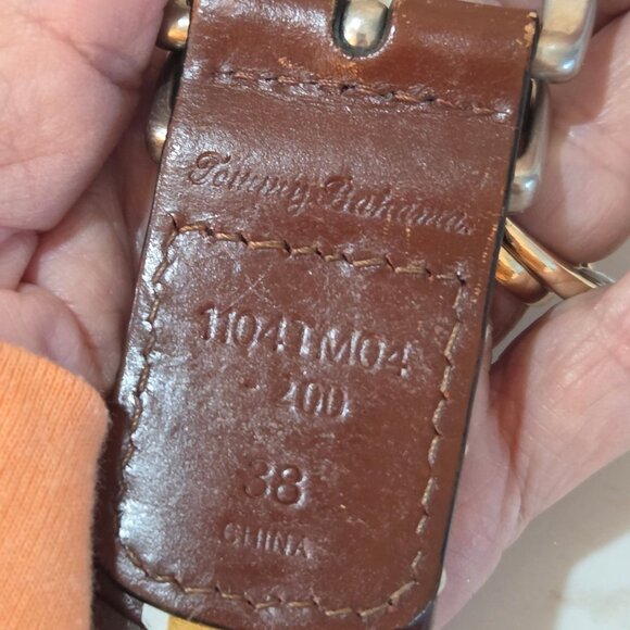 Tommy Bahama Mens Belt Size 38 Braided Leather Belt Solid Brass Buckle Brown - Picture 7 of 10